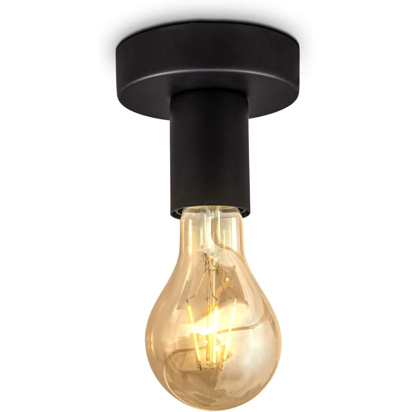 Vintage Matte Black Ceiling Spot Light – B.K.Licht Retro Surface‑Mounted E27 Lamp